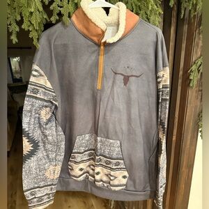 Gray and Brown Southwestern Pullover